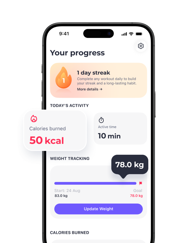 FitMe walking program activity tracker on a mobile phone