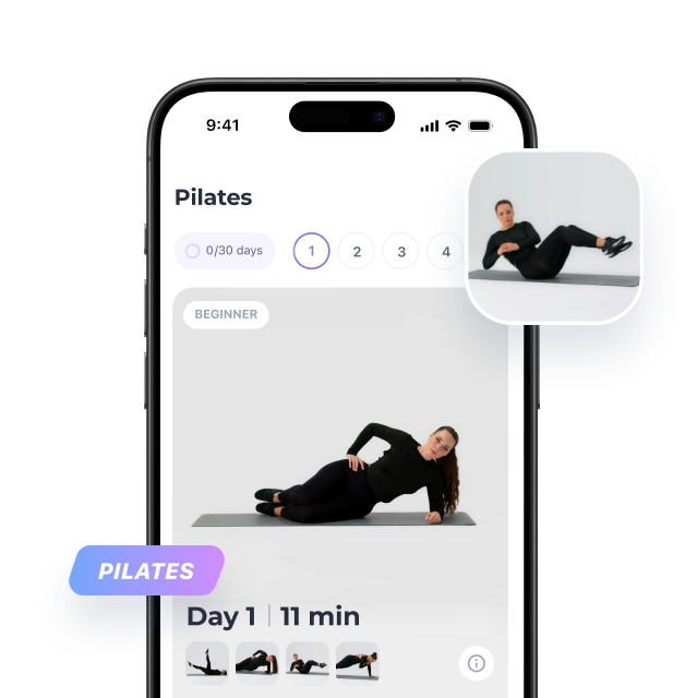 FitMe Wall Pilates program on a mobile phone